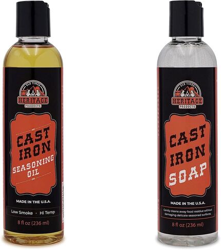 Heritage Products Cast Iron Soap – All Natural Skillet Cleaning Soap Cleans, Restores, Removes Rust from Griddle, Grill Grate, Dutch Oven - 100% Plant-Based Cast Iron Cleaner for Home and Camping in Saudi Arabia