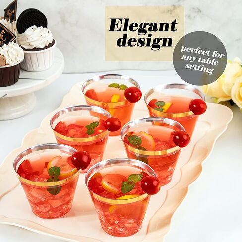 WDF 200 Piece Clear Plastic Cups - 9 oz Clear Cups Heavy-Duty Plastic Cups, 9 Ounce Plastic Clear Disposable Cups for Party, Weddings, Thanksgiving, Christmas, New Years in Saudi Arabia