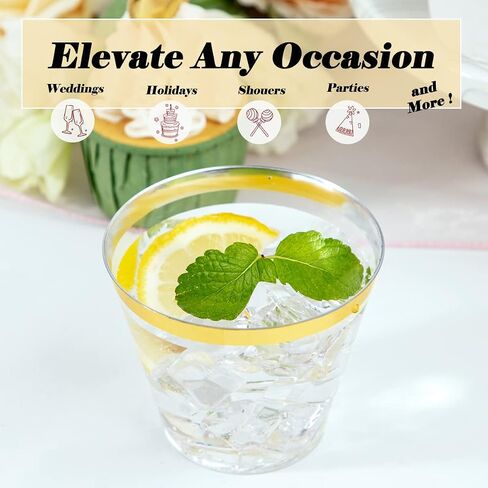 WDF 200 Piece Clear Plastic Cups - 9 oz Clear Cups Heavy-Duty Plastic Cups, 9 Ounce Plastic Clear Disposable Cups for Party, Weddings, Thanksgiving, Christmas, New Years in Saudi Arabia