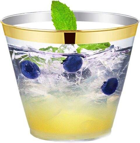 WDF 200 Piece Clear Plastic Cups - 9 oz Clear Cups Heavy-Duty Plastic Cups, 9 Ounce Plastic Clear Disposable Cups for Party, Weddings, Thanksgiving, Christmas, New Years in Saudi Arabia