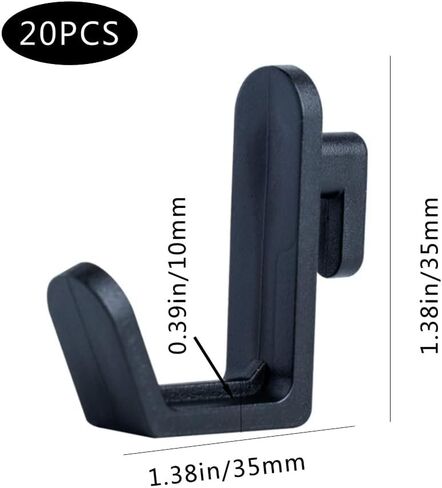 20 قطعة من خطافات Pegboard من QYNuLi خطافات على شكل حرف J وأقفال بلاستيكية لتخزين وتنظيم ملحقات الأدوات (أسود) in Kuwait