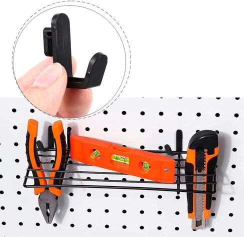 20 قطعة من خطافات Pegboard من QYNuLi خطافات على شكل حرف J وأقفال بلاستيكية لتخزين وتنظيم ملحقات الأدوات (أسود) in Kuwait