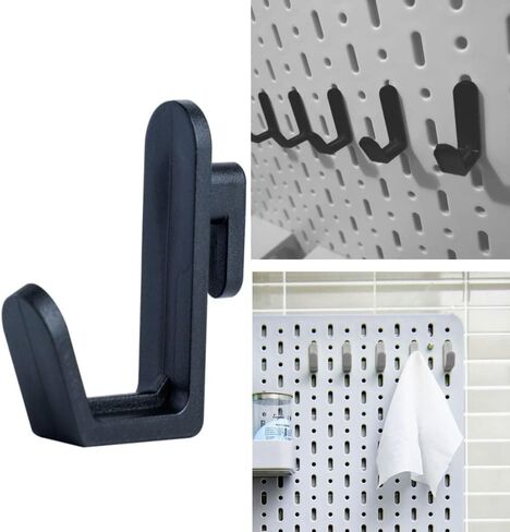 20 قطعة من خطافات Pegboard من QYNuLi خطافات على شكل حرف J وأقفال بلاستيكية لتخزين وتنظيم ملحقات الأدوات (أسود) in Kuwait