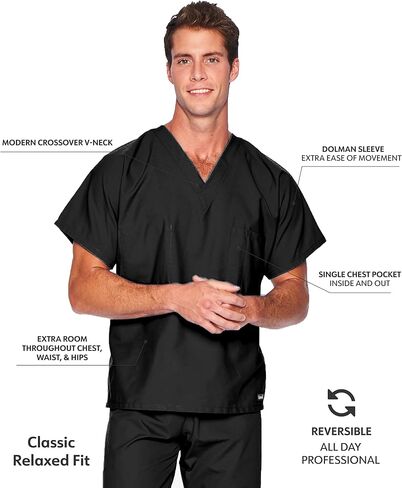 Landau Essentials Unisex Relaxed Fit 1-Pocket V-Neck Scrub Top 7502 in Kuwait