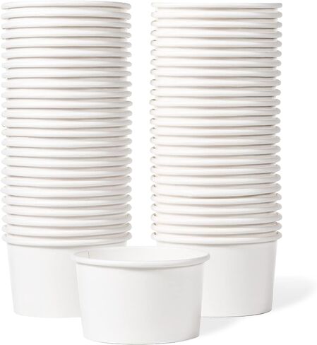 MATICAN Paper Ice Cream Cups - 50-Count 5.5-Oz Disposable Dessert Bowls for Hot or Cold Food, 5.5-Ounce Party Supplies Treat Cups for Sundae, Frozen Yogurt, Soup, White in Saudi Arabia