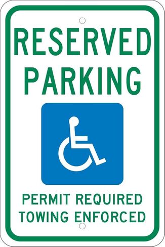 NMC TMS306J"Reserved Parking Handicapped" Arkansas Sign, 0.080 Heavy Duty Reflective Aluminum, 18" x 12" in Saudi Arabia