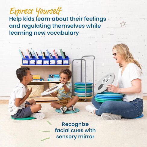 وسادات ECR4Kids SoftZone Emotion مع مرآة، ثلاثية اللغات، وسائد تعبيرية، معاصرة، 8 قطع in Kuwait