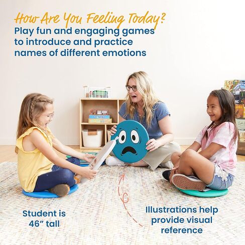 وسادات ECR4Kids SoftZone Emotion مع مرآة، ثلاثية اللغات، وسائد تعبيرية، معاصرة، 8 قطع in Kuwait