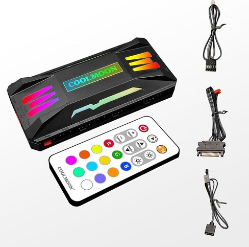 وحدة تحكم مروحة MEHIDFY ARGB، وحدة تحكم في درجة حرارة مروحة PWM، 4Pin PWM 5V 3Pin ARGB مروحة تبريد ذكية للتحكم عن بعد لجهاز الكمبيوتر الشخصي، محور مروحة الرادياتير in Kuwait