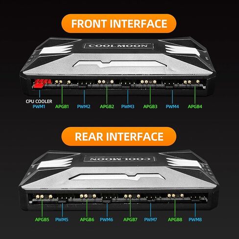 وحدة تحكم مروحة MEHIDFY ARGB، وحدة تحكم في درجة حرارة مروحة PWM، 4Pin PWM 5V 3Pin ARGB مروحة تبريد ذكية للتحكم عن بعد لجهاز الكمبيوتر الشخصي، محور مروحة الرادياتير in Kuwait