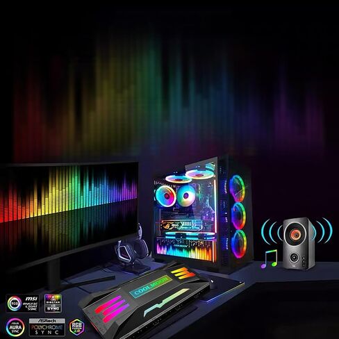 وحدة تحكم مروحة MEHIDFY ARGB، وحدة تحكم في درجة حرارة مروحة PWM، 4Pin PWM 5V 3Pin ARGB مروحة تبريد ذكية للتحكم عن بعد لجهاز الكمبيوتر الشخصي، محور مروحة الرادياتير in Kuwait