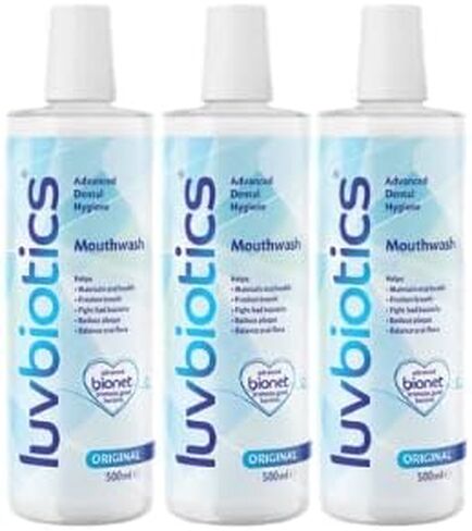 Luvbiotics Xylitol Mouthwash with Dental Probiotics - Promotes Good Bacteria for Fresh Breath, Healthy Teeth & Gums - Alcohol Free Natural Breath Freshener - 500ml in Kuwait