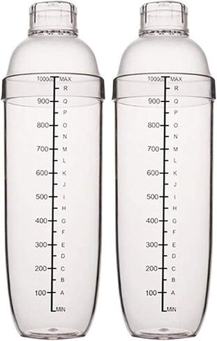 2 Pcs Plastic Cocktail Shaker,Drink Mixer Boba Tea Shaker,Professional Bar Tools Set (17oz/500cc) in Saudi Arabia