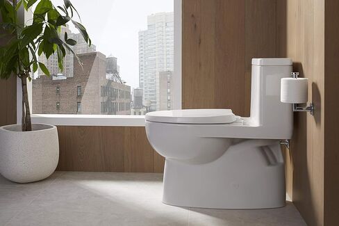 KOHLER Reach Comfort Height One-Piece Elongated 1.28 Gpf Toilet with Skirted Trapway and Left-Hand Trip Lever in Kuwait