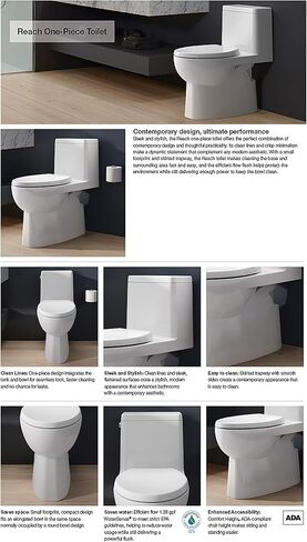 KOHLER Reach Comfort Height One-Piece Elongated 1.28 Gpf Toilet with Skirted Trapway and Left-Hand Trip Lever in Kuwait