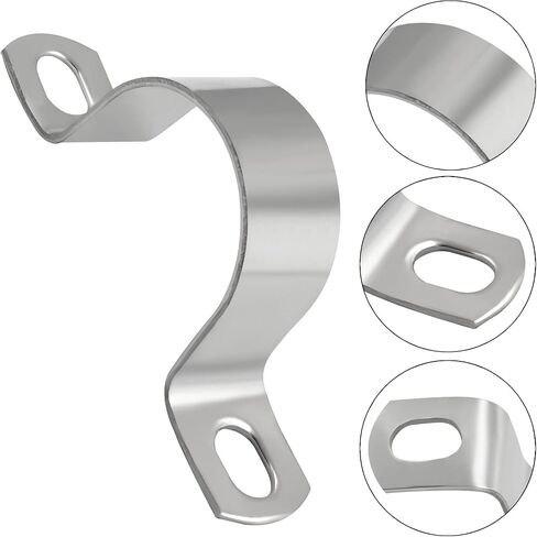 Cionyce 12 حزمة M10 أنبوب حزام 304 الفولاذ المقاوم للصدأ المشبك U-قوس مقاطع 2 ثقب حزام الأنابيب الصلبة (12 حزمة، 10 مم) in Kuwait