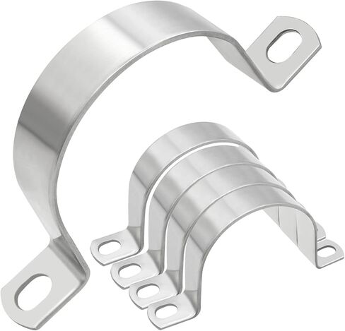 Cionyce 12 Pack M10 Tube Strap 304 Stainless Steel Clamp U-Bracket Clips 2 Hole Rigid Pipe Strap(12Pack,10mm) in Kuwait