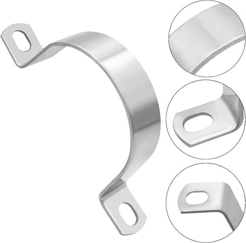 Cionyce 12 Pack M10 Tube Strap 304 Stainless Steel Clamp U-Bracket Clips 2 Hole Rigid Pipe Strap(12Pack,10mm) in Kuwait