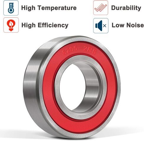 بونبو 10 قطع 6205-2RS(RS) محامل ختم 25x52x15 مم، ختم الصلب والمطاط المزدوج ، محامل كروية التجويف العميق in Kuwait
