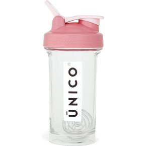 UNICO Crystal Blue Shaker Bottle - 24 oz - Extra-Durable | Leak-Proof | Tritan Plastic BPA-Free | Curved Bottom for Easy Cleaning | Cute Shaker Bottles | Protein Shaker w/Mixing Ball