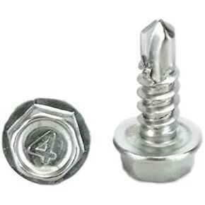 Chenango Supply غير القابل للصدأ N.8 × 1/2 بوصة رأس غسالة سداسية ذاتي الحفر من الصفائح المعدنية مع نقطة حفر، (طول 1/2 بوصة إلى 1-1/2 بوصة في القائمة) 100 قطعة (N.8 × 1/2) in Kuwait