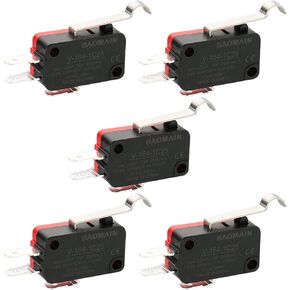 Baomain Micro Switch V-164-1C25 SPDT Momentary R Hooked Lever Arm Snap Action Switch Pack of 5