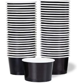 ماتيكان اكواب ورقية للايس كريم - اوعية حلوى للاستعمال مرة واحدة سعة 16 اونصة للاطعمة الساخنة او الباردة، مستلزمات الحفلات سعة 16 اونصة، اكواب حلوى للصنداي والزبادي المجمد والحساء، اسود in Kuwait