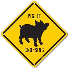 لافتات ورسومات PetKa PKAC-0144-NA_10x10 لافتة ألومنيوم "Piglet Crossing"، 10 بوصة × 10 بوصة، أسود على برتقالي in Kuwait