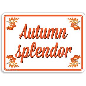لافتات ورسومات PetKa PKTG-0003-NA_10x7 "Autumn Splendor" لافتة ألومنيوم، 10 بوصة × 7 بوصة، نص أبيض على خلفية ورقة الشجر in Kuwait