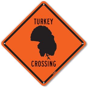 PetKa Signs and Graphics PKAC-0124-NA_10x10 "Turkey Crossing" Aluminum Sign, 10" x 10", White on Orange Camo in Kuwait