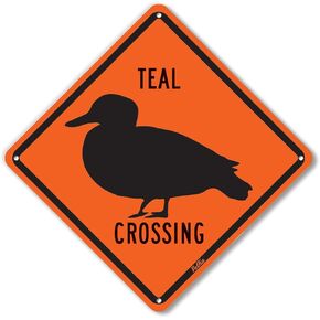 لافتات ورسومات PetKa PKAC-0123-NA_10x10 لافتة ألومنيوم "Teal Crossing"، 25.4 سم × 25.4 سم، أبيض على مموه برتقالي in Kuwait
