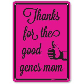 لافتات ورسومات PetKa PKMD-0042-NA_10x14 "Thanks for The Good Genes Mom" ​​لافتة ألومنيوم، 25.4 سم × 35.56 سم، وردي فاتح على قلب أرجواني كبير in Kuwait