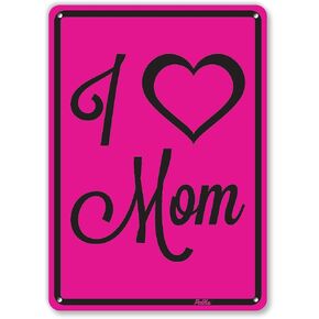 لافتات ورسومات PetKa PKMD-0055-NA_10x14"I Love Mom" ​​لافتة ألومنيوم، 25.4 سم × 35.56 سم، وردي فاتح على نمط قلب in Kuwait