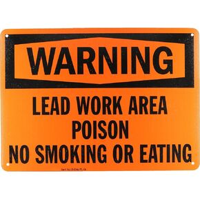 SmartSign-S-0148 "Warning - Lead Work Area, Poison, No Smoking Or Eating" Sign | 7" x 10" Aluminum - Black on Orange in Saudi Arabia