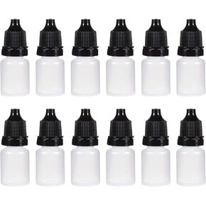 [12 Pcs] Plastic Dropper Bottle, 5ml / 0.17oz Small Mouth Dropping Bottles with Black Cap Empty Squeezable Liquid Drop Bottles for Solvents, Oils, Glue, Paint, Essence, E-liquid, E-juice, Saline in Kuwait