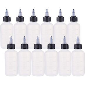 BENECREAT 12Pack 4 Ounce Plastic Squeeze Dispensing Bottles with Black Twist Cap, Open/Close Nozzle - Good for Liquid, Crafts, Art, Glue, Multi Purpose in Saudi Arabia