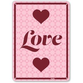 لافتات ورسومات PetKa PKVD-0042-NA_10x14"Love" لافتة ألومنيوم، 10 بوصة × 14 بوصة، بيضاء على شيفرون كستنائي in Kuwait