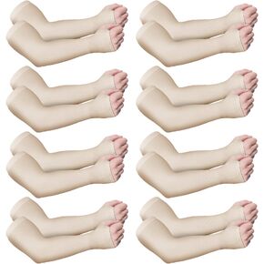 8 Pairs Elderly Skin Protector Sleeves Tear Bruise Protective Arm Sleeve for Arms Wrists Sensitive Thin Skin from Abrasions Tear Bruise Sun Exposure (Nude Color)