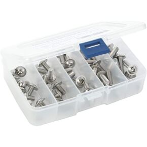 M6 x 10mm 12mm 16mm 20mm 25mm Flanged Button Head Socket Cap Screws, 304 Stainless Steel 18-8, Bright Finish, Fully Threaded, 50 PCS
