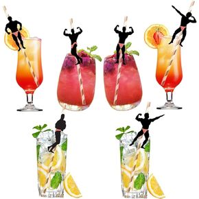 Bachelorette Naughty Straws, Stripper Pole Dancer Straw,24pcs Bachelorette Party Naughty Nye Paper Straw for Hens Girls Night Adults,Dancing MEN Confetti Thick Straws Ladies Bridal Shower Decoration