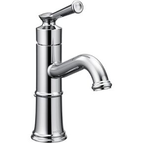 Moen Belfield Brushed Nickel One-Handle Bathroom Sink Faucet with Drain Assembly and Optional Deckplate, 6402BN