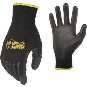Gorilla Grip Slip Resistant Work Gloves 5 Pack, Medium ,Black