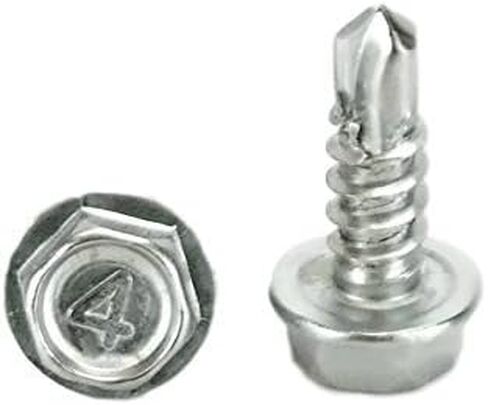 Chenango Supply غير القابل للصدأ N.8 × 1/2 بوصة رأس غسالة سداسية ذاتي الحفر من الصفائح المعدنية مع نقطة حفر، (طول 1/2 بوصة إلى 1-1/2 بوصة في القائمة) 100 قطعة (N.8 × 1/2) in Kuwait