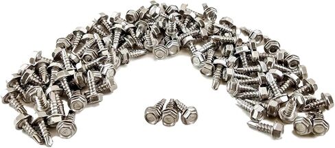 Chenango Supply غير القابل للصدأ N.8 × 1/2 بوصة رأس غسالة سداسية ذاتي الحفر من الصفائح المعدنية مع نقطة حفر، (طول 1/2 بوصة إلى 1-1/2 بوصة في القائمة) 100 قطعة (N.8 × 1/2) in Kuwait