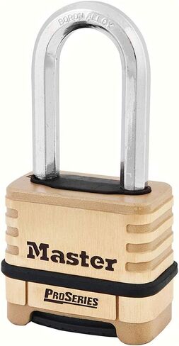 Master Lock 1175DLH 2-1/4in (57mm) Wide ProSeries Brass Resettable Combination Padlock, 4 Pack Bundle W/ Lumintrail Key Chain Light in Saudi Arabia
