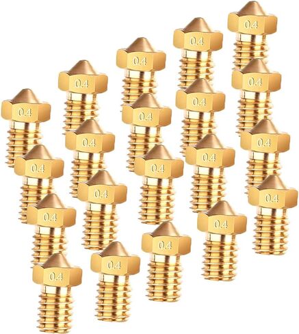 فوهات طابعة ثلاثية الأبعاد، M6 0.4 مم رأس طباعة فوهة نحاسية لاستبدال خيوط 1.75 مم E3D V5-V6 ثلاثية الأبعاد (20 قطعة) in Kuwait