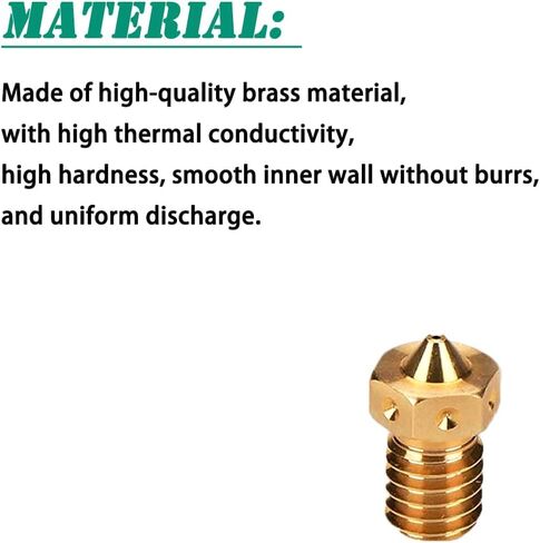 فوهات طابعة ثلاثية الأبعاد، M6 0.4 مم رأس طباعة فوهة نحاسية لاستبدال خيوط 1.75 مم E3D V5-V6 ثلاثية الأبعاد (20 قطعة) in Kuwait