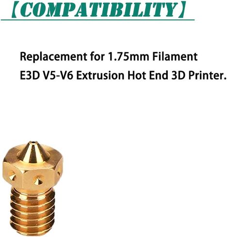 فوهات طابعة ثلاثية الأبعاد، M6 0.4 مم رأس طباعة فوهة نحاسية لاستبدال خيوط 1.75 مم E3D V5-V6 ثلاثية الأبعاد (20 قطعة) in Kuwait