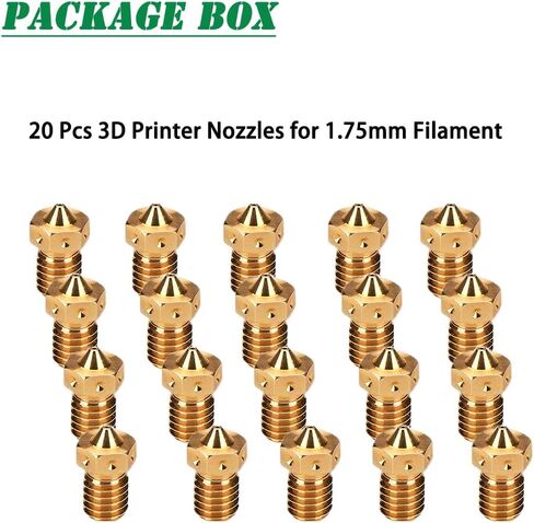 فوهات طابعة ثلاثية الأبعاد، M6 0.4 مم رأس طباعة فوهة نحاسية لاستبدال خيوط 1.75 مم E3D V5-V6 ثلاثية الأبعاد (20 قطعة) in Kuwait