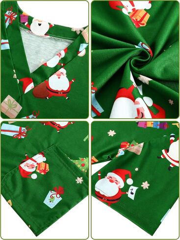 قميص SATINIOR النسائي Scrub Tops Mock Wrap Top Holiday Christmas Print Neck Shirt، Christmas Green in Saudi Arabia
